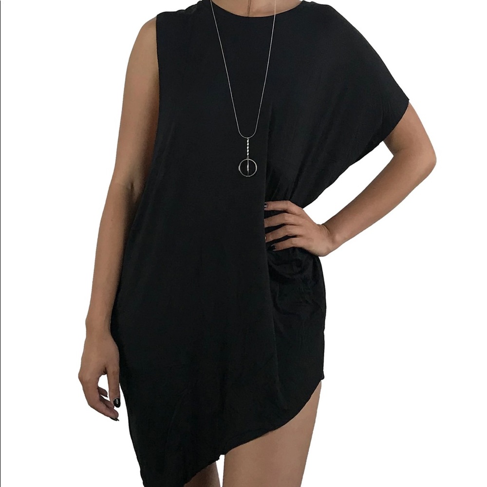 ON HOLD Foxblood Black Asymmetrical Tunic Top